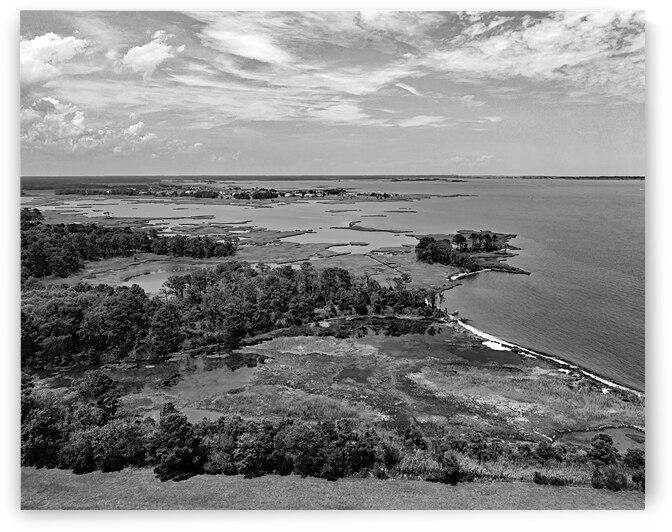 Ocean City Assawoman Bay Lighthouse Sound Monochrome by Bill Swartwout Photography