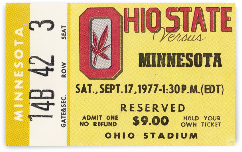 1977 Wisconsin vs. Ohio State Football Ticket Art by Row One Brand