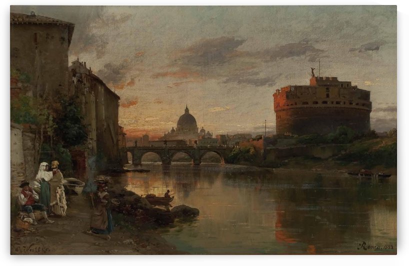 Tiber mit Engelsburg 1882 by Carl Wuttke