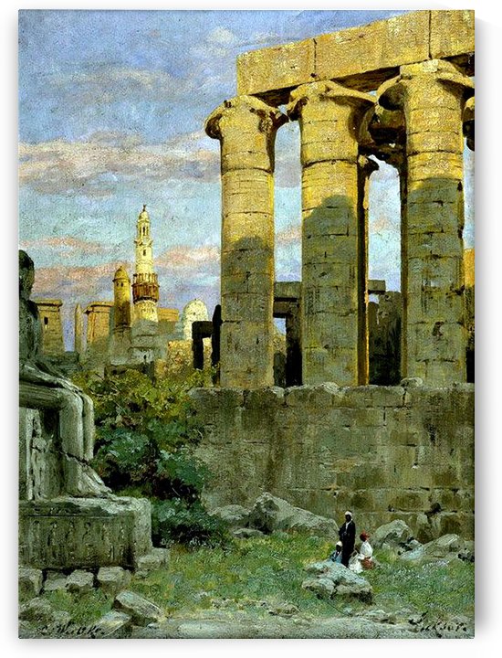 Temple of Luxor, with Abu al Haggag Mosque by Carl Wuttke