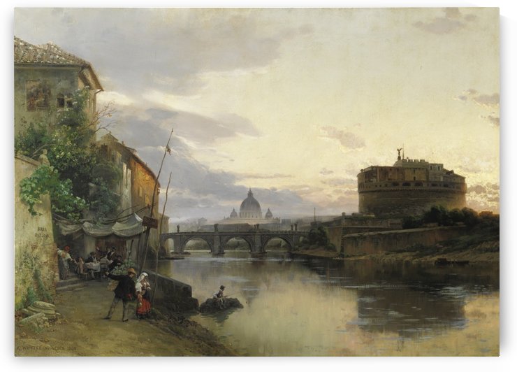 Veduta di Roma con Castel Sant Angelo e il Vaticano by Carl Wuttke