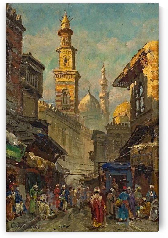Oriental street scene by Carl Wuttke