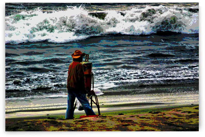 AN ARTIST ON THE BEACH by LES MAYERS 