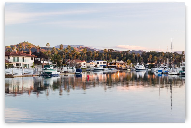 Sunrise over homes and boats ventura by Steve Heap