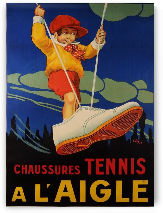 Original Vintage French Poster for Tennis Shoes by VINTAGE POSTER