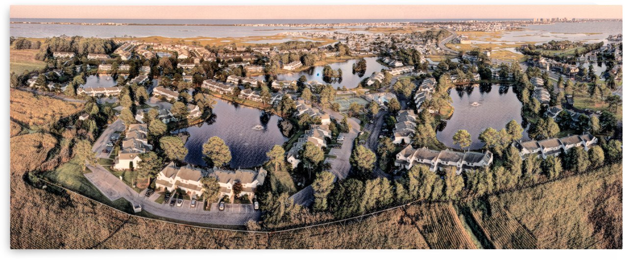 Mallard Lakes Community Panorama Charcoal Sketch by Bill Swartwout Photography