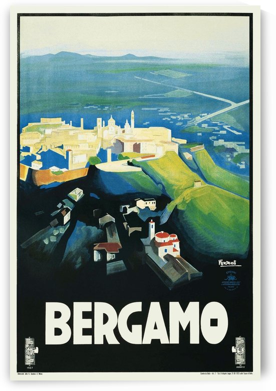 Bergamo Art Deco Vintage Italian Travel Poster by VINTAGE POSTER