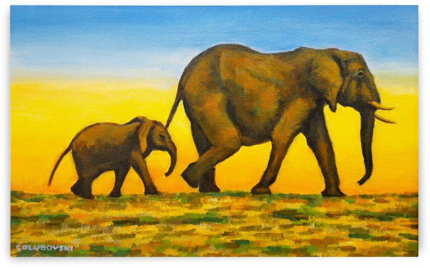  elephants  sunset by nikola golubovski