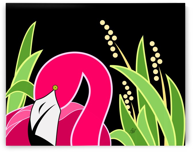 Stylized Abstract Flamingo by Liz Cereby