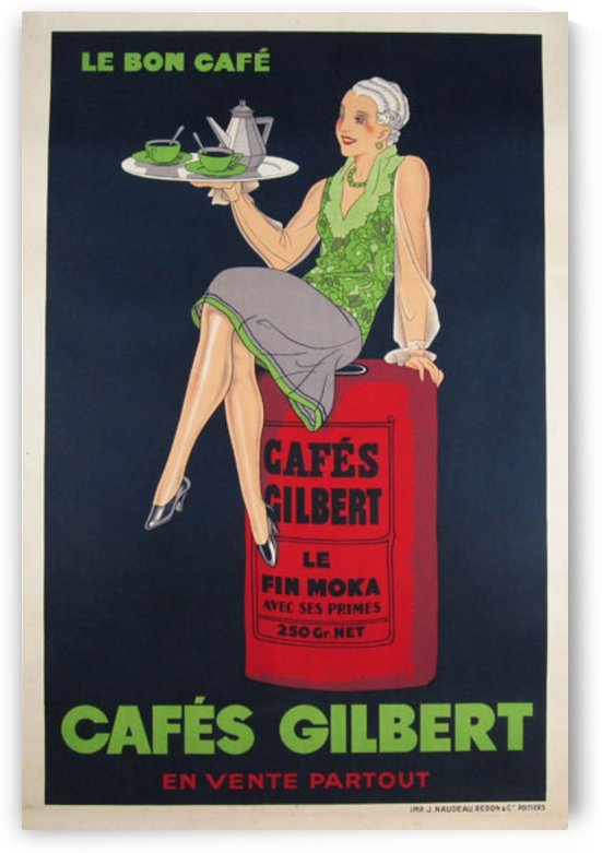 Cafes Gilbert original vintage food poster from France by VINTAGE POSTER