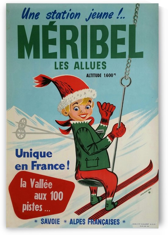 Original vintage poster ski winter sport Meribel by VINTAGE POSTER