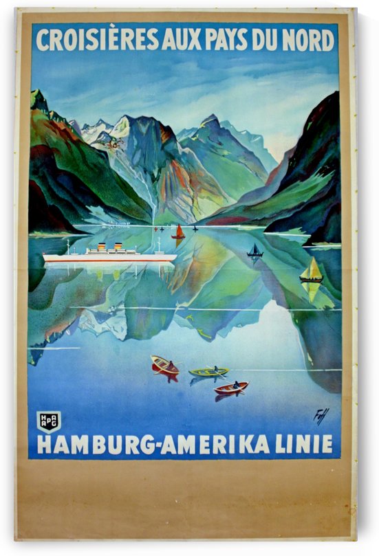 Art Deco Travel Poster Hamburg Amerika Cruise Line Scandinavia by VINTAGE POSTER