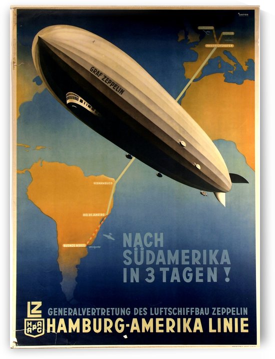 Graf Zeppelin to Argentina by VINTAGE POSTER