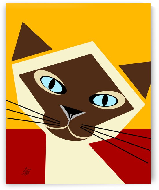Stylized Siamese Cat Portrait by Liz Cereby