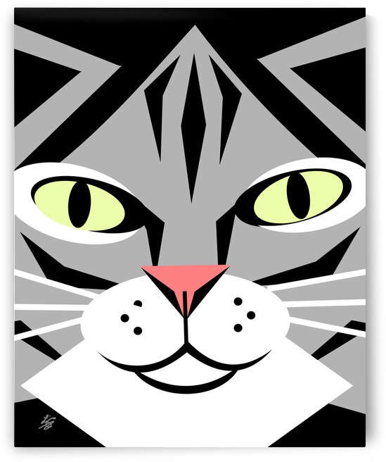 Abstract Gray tabby Cat Face by Liz Cereby