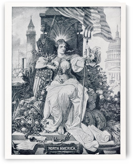 Artwork - Found and Restored - North America - 1888 Panorama of Nations - Antique Bookplate Print by Steve Alejandro