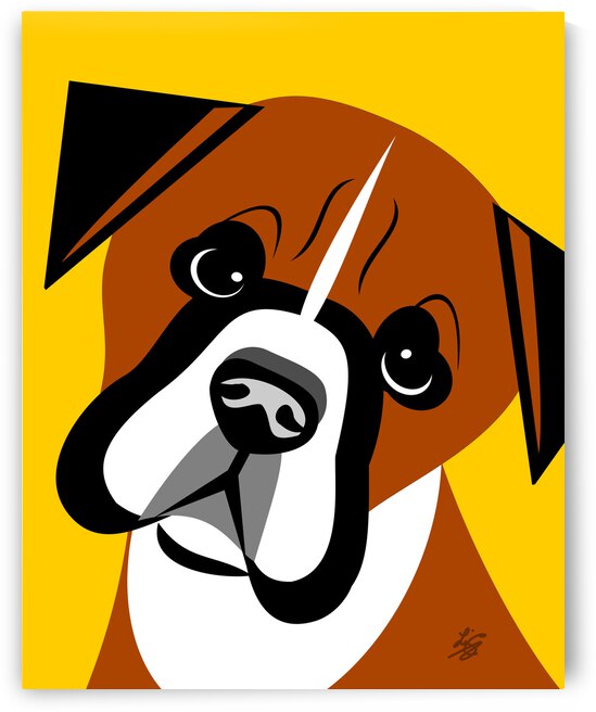 Boxer Dog Portrait by Liz Cereby