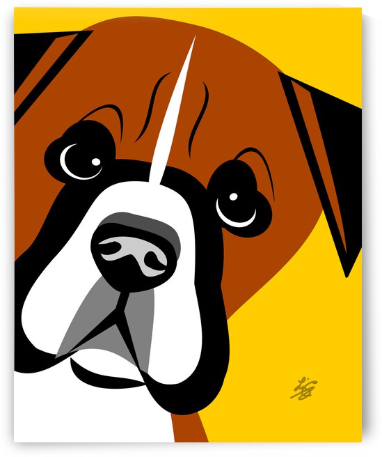 Boxer Dog Close Cropped Portrait by Liz Cereby