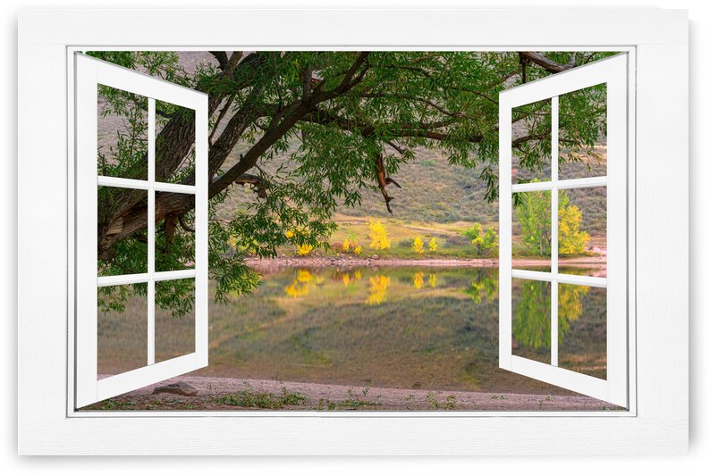 Autumn Season Lakeside  Open White View by Bo Insogna