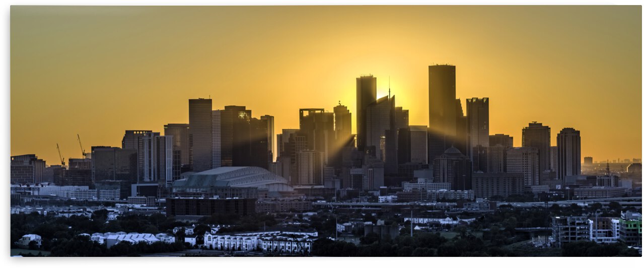 City of Houston Golden Sunset by Larry Gibson