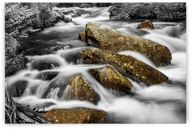 Cascading Water and Rocky Mountain Rocks BWSC by Bo Insogna