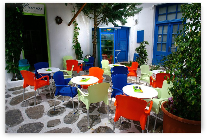 Santorini Eating 2 by Dave Rodgers