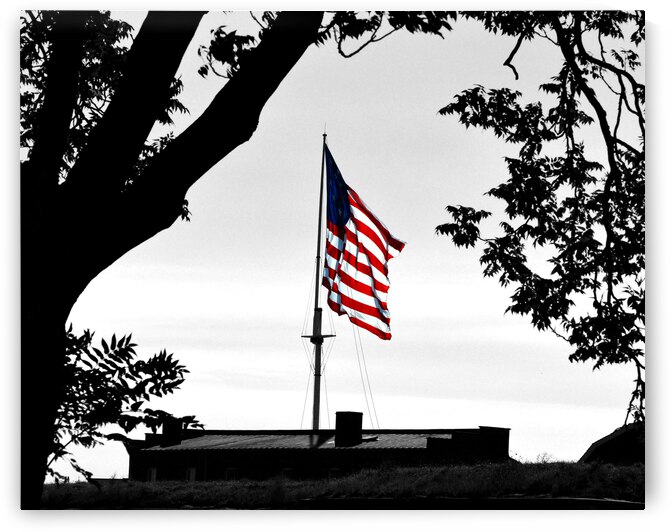 Colorful Flag over a B&W Fort McHenry by Bill Swartwout Photography