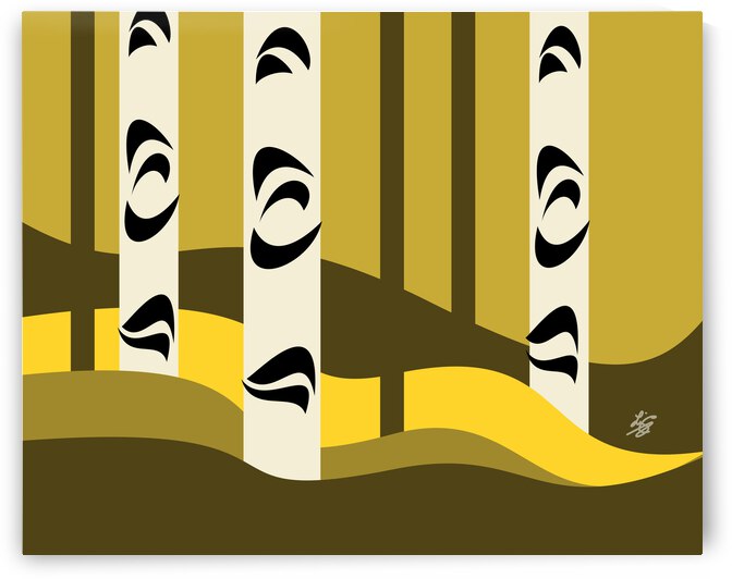 Birch Trees In Forest Abstract Landscape by Liz Cereby