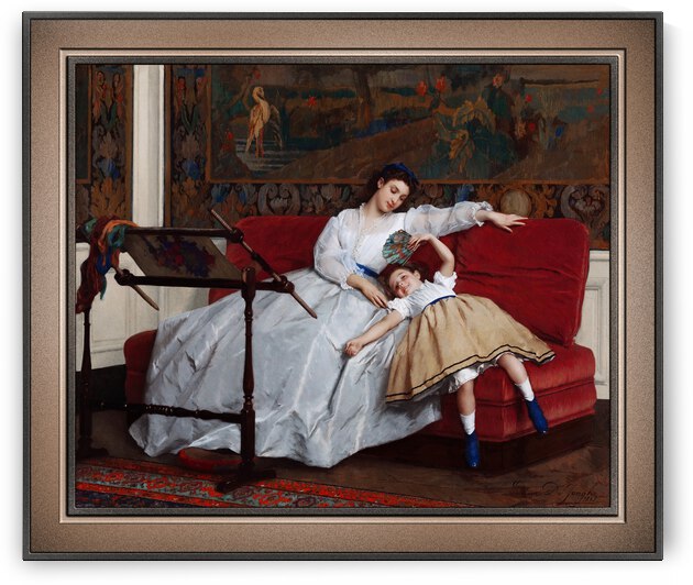Mother with her Young Daughter by Gustave Leonard de Jonghe Remastered Xzendor7 Classical Fine Art Old Masters Reproductions by xzendor7