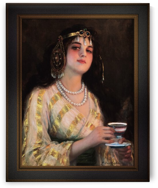 Oriental Portrait of Woman by Francisco Sans Castano Remastered Xzendor7 Classical Fine Art Old Masters Reproductions by xzendor7