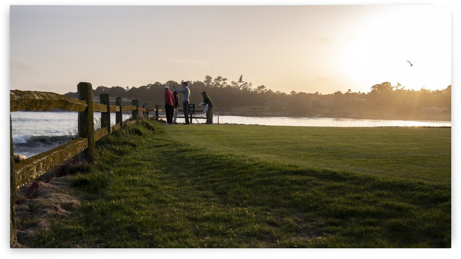 Golfers in the Sunset at Pebble Beach by Jean Dzhermakyan