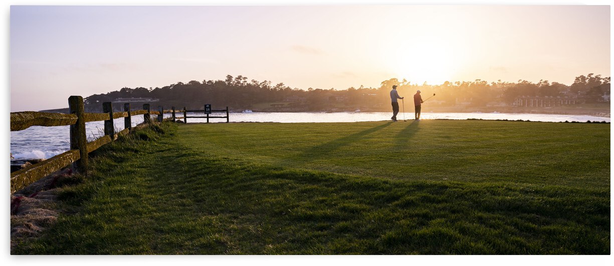 Stillwater Cove Golfers in the Sunset by Jean Dzhermakyan