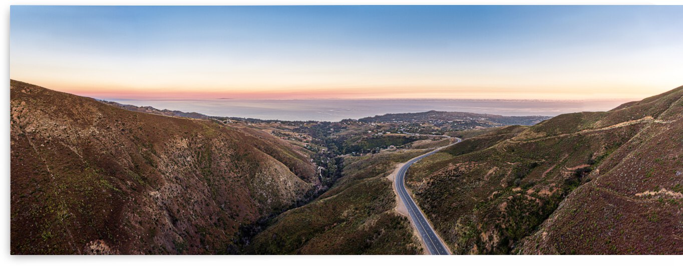 Kanan Rd Malibu Sunset Pano by Jean Dzhermakyan