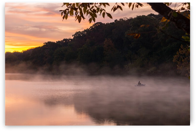 Mystical Foggy Fall Kayak Fishing by Jennifer White