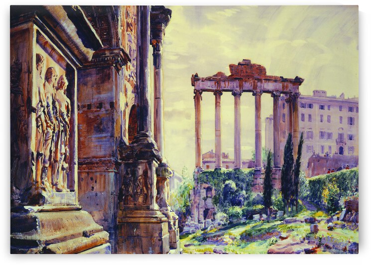 Arch of Severus and Temple of Saturn Rome by George Owen Wynne Apperley