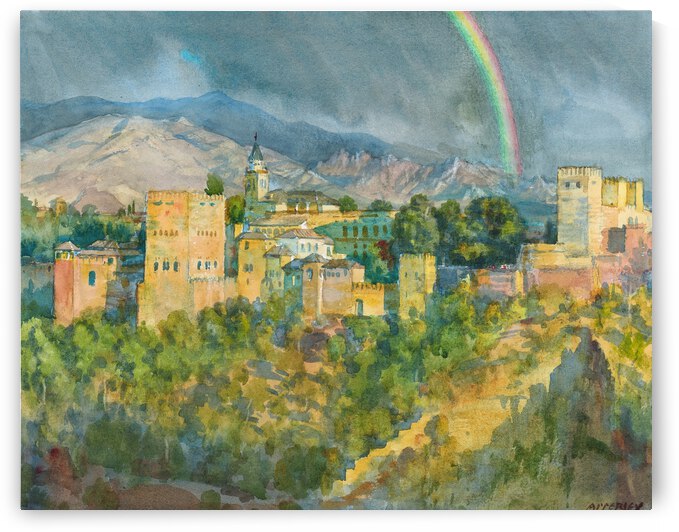 Rainbow over the Alhambra Granada Spain by George Owen Wynne Apperley
