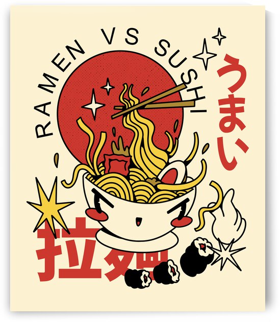 Ramen Food Retro Japanese Cartoon by Bizarre Artwork