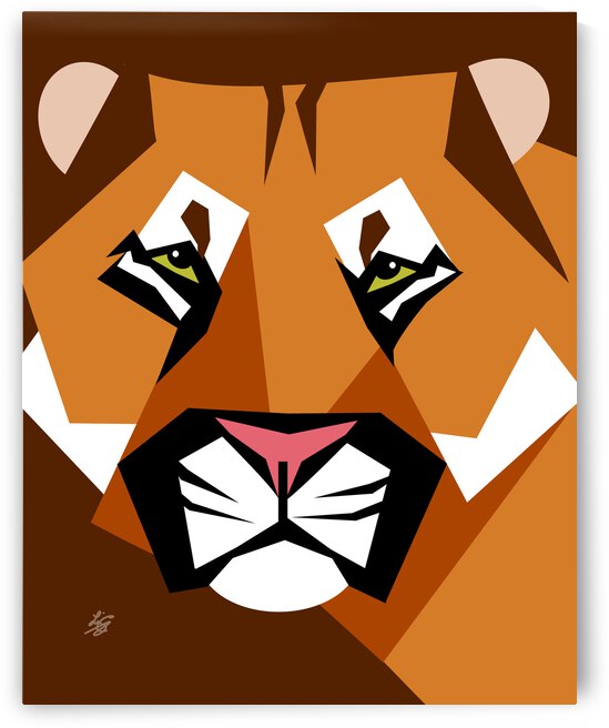 Mountain Lion Abstract Portrait by Liz Cereby