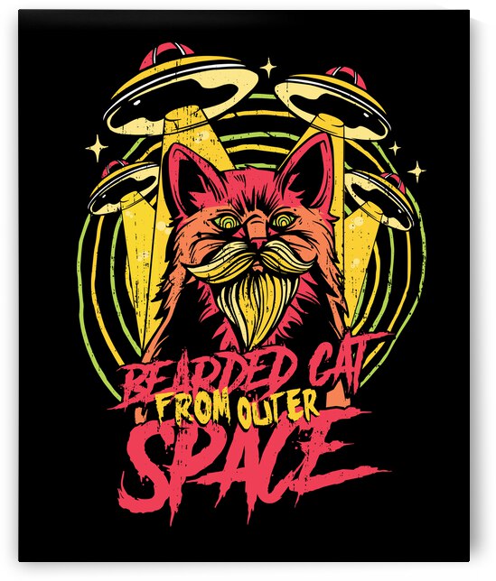 Bearded Cat From Outer Space by Bizarre Artwork