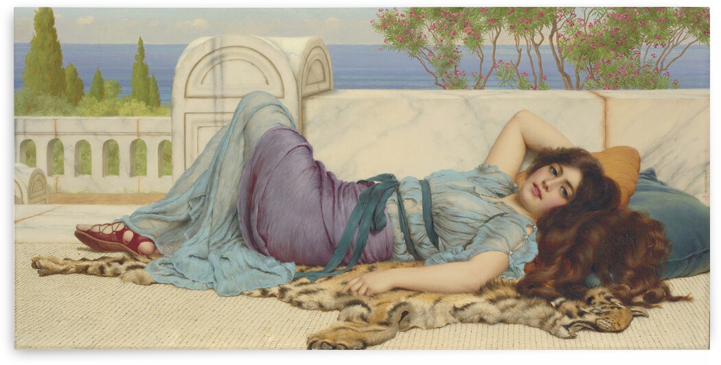 John William Godward 1909 Mischief and Repose by TOPARTGALLERY