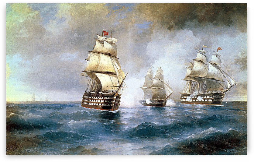 AivazovskyBrig Mercury Attacked by Two Turkis by artcenter