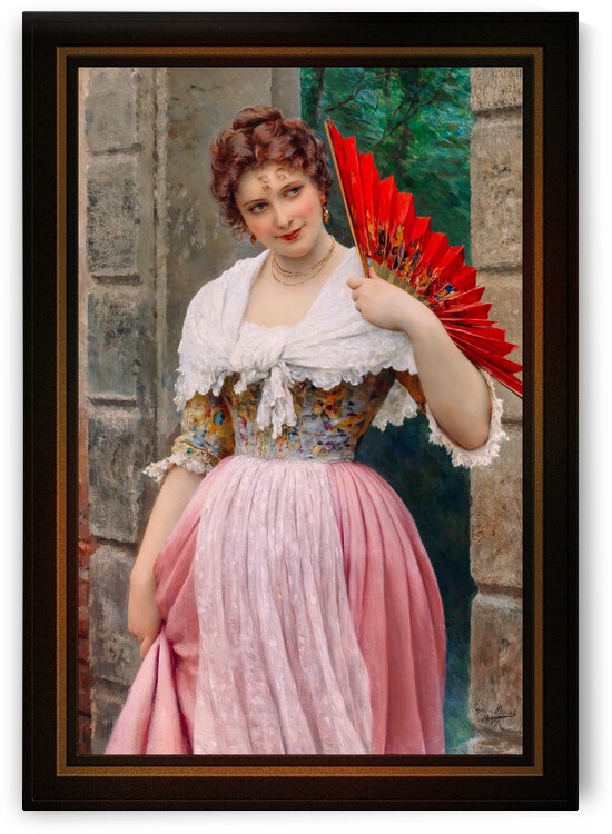 A Young Lady with a Red Fan by Eugen von Blaas Remastered Xzendor7 Classical Fine Art Old Masters Reproductions by xzendor7