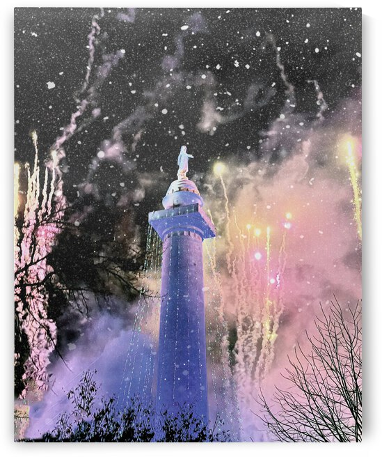 Baltimore Monument Lighting Celebration Snowy by Bill Swartwout Photography