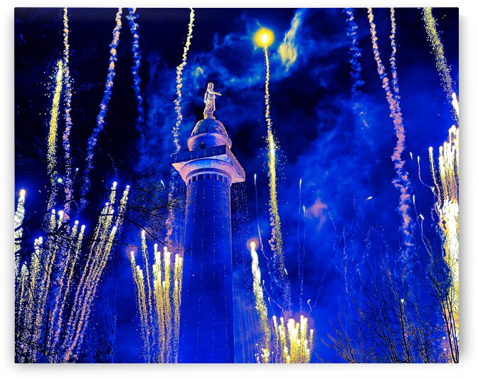 Baltimore Monument Lighting in Blue and Yellow by Bill Swartwout Photography