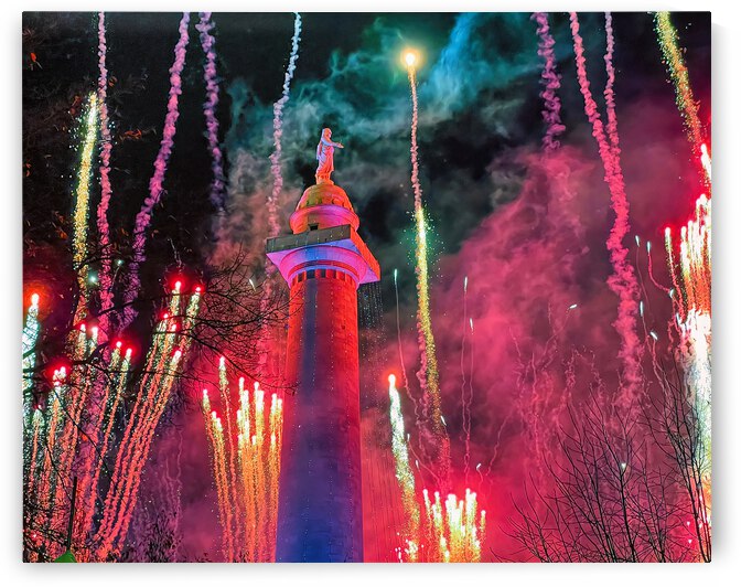 Baltimore Monument Lighting in Red by Bill Swartwout Photography