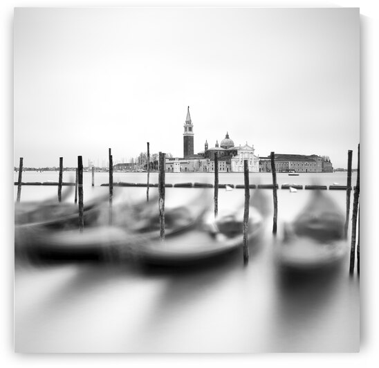 San Giorgio and Gondolas in Venice. by Stefano Orazzini