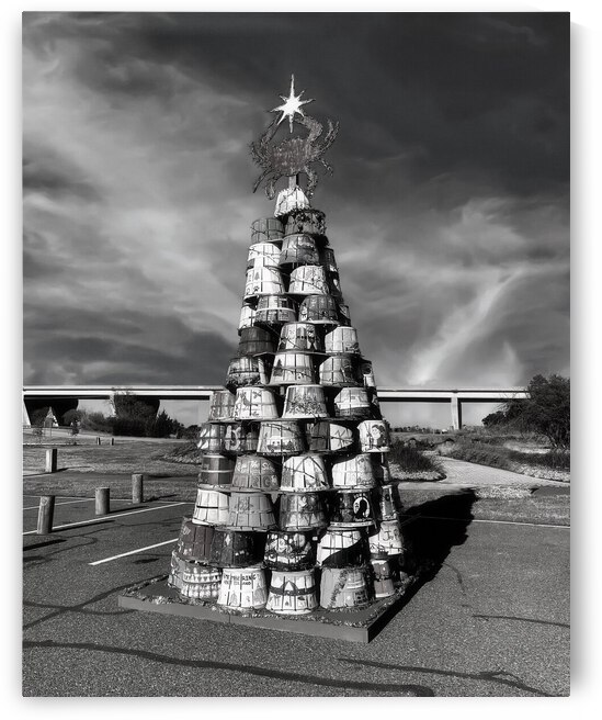 Crab Basket Christmas Tree Black and White by Bill Swartwout Photography