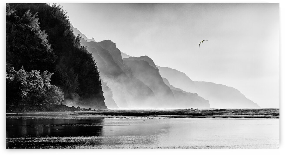 Misty sunset on Na Pali coastline by Steve Heap