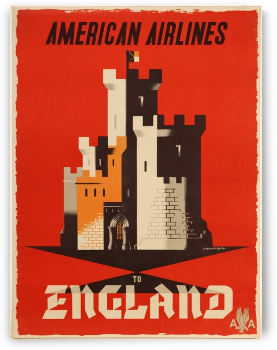 American Airlines To England vintage travel poster by VINTAGE POSTER