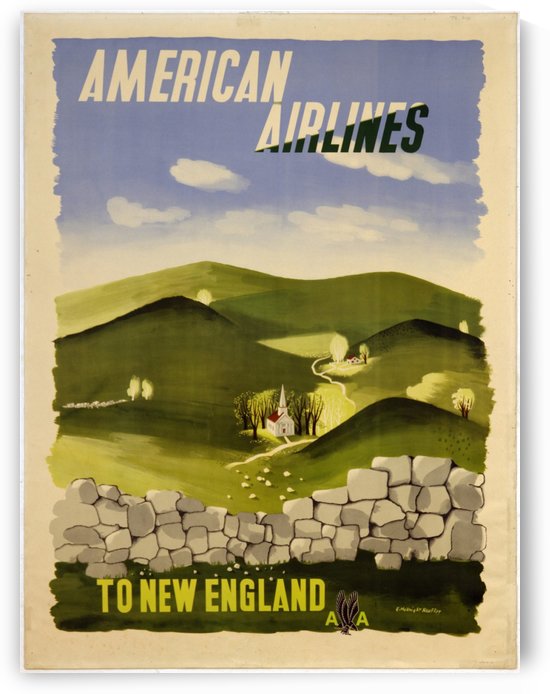 American Airlines To New England vintage travel poster by VINTAGE POSTER